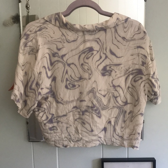 Thrills crop top silky mesh button up. - Picture 3 of 3